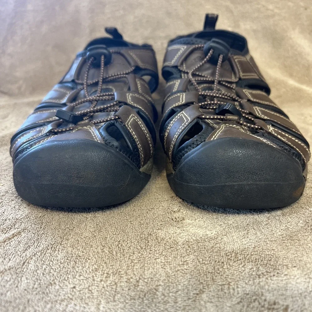 Eddie Bauer Meridian Brown/ Black Faux Leather Sandal Size Men's 10 M‎
